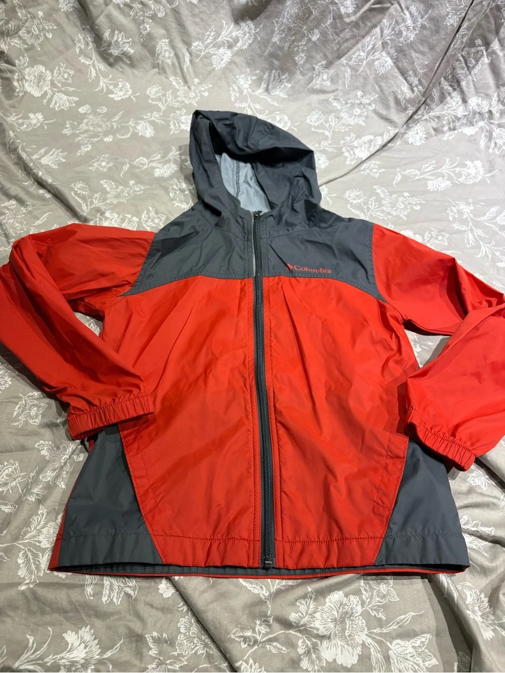 Columbia orange grey windbreaker jacket rain small 6/7